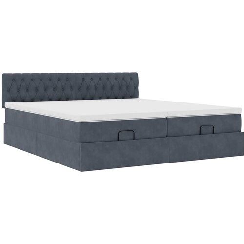 VidaXL Otomanski posteljni okvir z vzmetnicami siv 180x200cm žamet Slike
