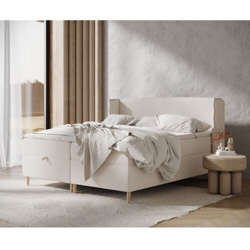 Maison de R&amp;ecirc;ve Kremno bela boxspring postelja s prostorom za shranjevanje 180x200 cm Monpelli &amp;ndash; Slike