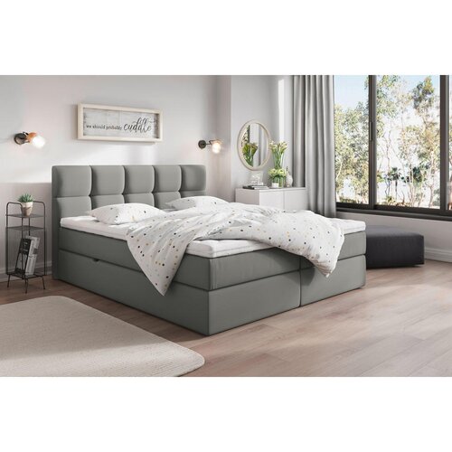 Livetastic POSTELJA Z VZMETNICO 180 cm x 200 cm , les, tekstil, leseni material temno siva Cene