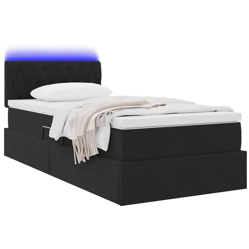 Krevet s prostorom za pohranu s LED-om Crna 100 x 200 cm Bar&amp;scaron;un Slike
