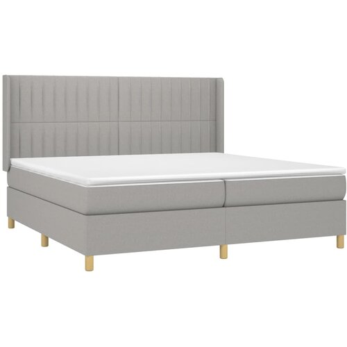  Krevet box spring s madracem LED svjetlosivi 200x200 cm tkanina Slike