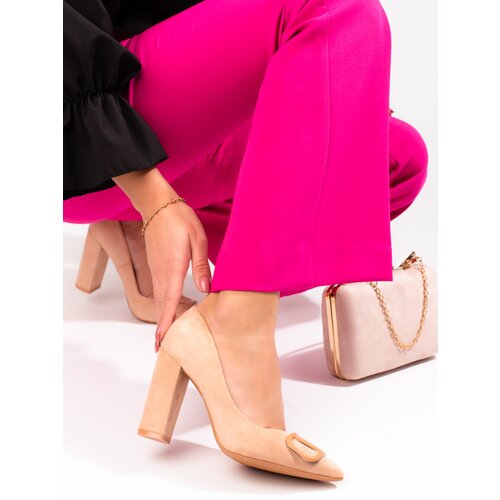 VINCEZA Women&amp;#039;s pumps suede beige Slike