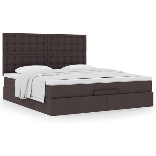 VidaXL otomanski krevet s madracem tamnosmeđi 160x200cm od tkanine Slike