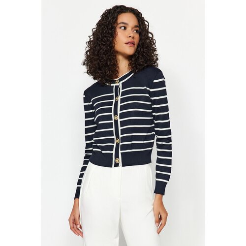Trendyol Navy Blue Striped Buttoned Knitwear Cardigan Cijene