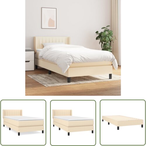 The Living Store Box spring postelja z vzmetnico krem 100x200 cm blago - Box Spring Postelja, (21737467) Cene
