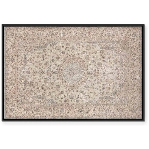  Slika - Sand carpet - worn Persian carpet with rich decorative motifs 60x40 U crnom drvenom okviru Slike