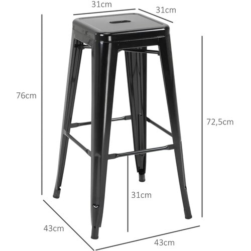  Set od 4 metalne barske stolice za unutarnju i vanjsku upotrebu složive crne Slike