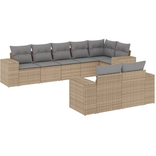  8-dijelni set vrtnih sofa od poliratana s jastucima bež Slike