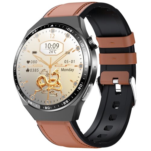 INF Pametna ura z EKG-jem, analizo telesne sestave, analizo krvi (sečna kislina, krvni lipidi) Black and Brown Leather strap, (5000129895) Slike