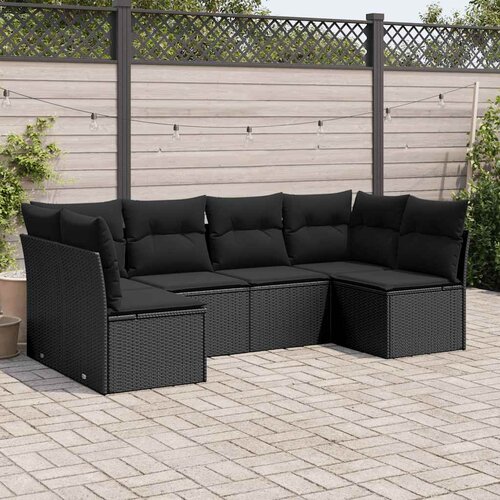  6-dijelni set vrtnih sofa s jastucima crni od poliratana Cijene