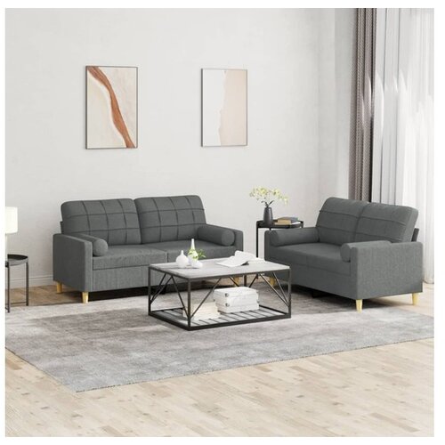 vidaXL 2-dijelni set sofa s jastucima tamnosivi od tkanine Cijene