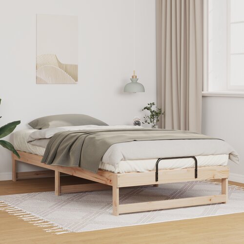 VidaXL Krevetni okvir z ročaji Rjava 100 x 210 cm Trdna borovina Slike