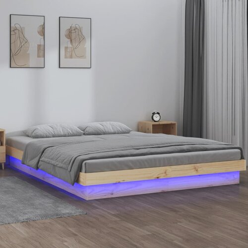  The Living Store LED posteljni okvir 180x200 cm trden les - Posteljni Okvir, (21501653) Slike