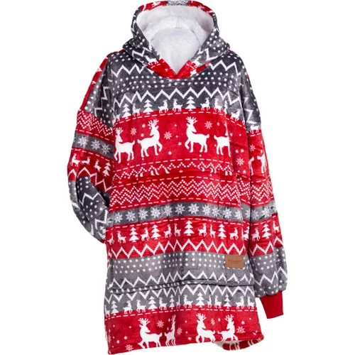 Svilanit hoodie odeja red Xmas + darilo: nogavice