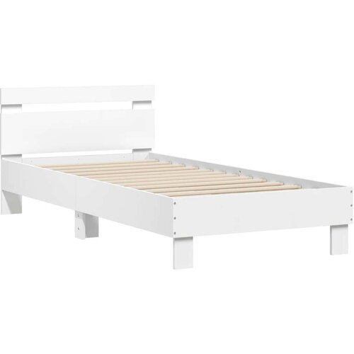  Okvir za krevet s uzglavljem bijeli 75x190 cm konstruirano drvo Slike