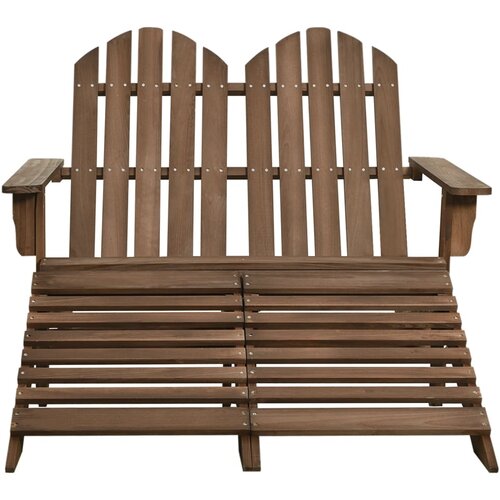 Maison Chic Vrtni Stoli - Stol za vrt Adirondack za 2 osebi z naslonom za noge rjav JS631, (21878230) Slike