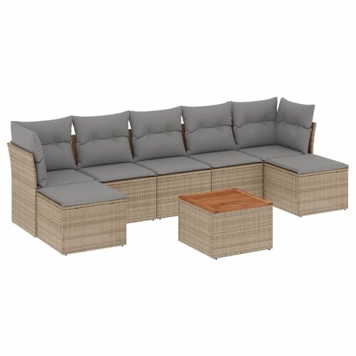  8-dijelni set vrtnih sofa od poliratana s jastucima bež Slike