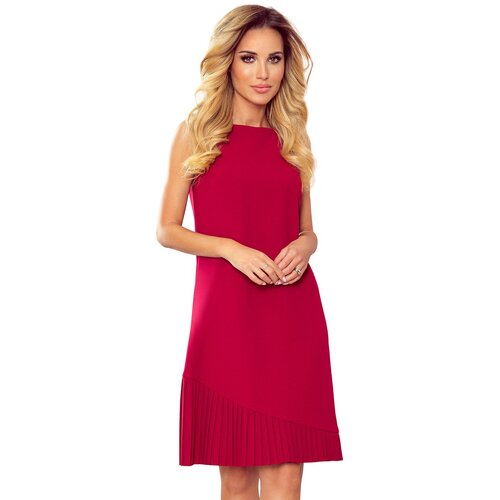 Numoco Trapezoidal dress with asymmetrical pleats Cene