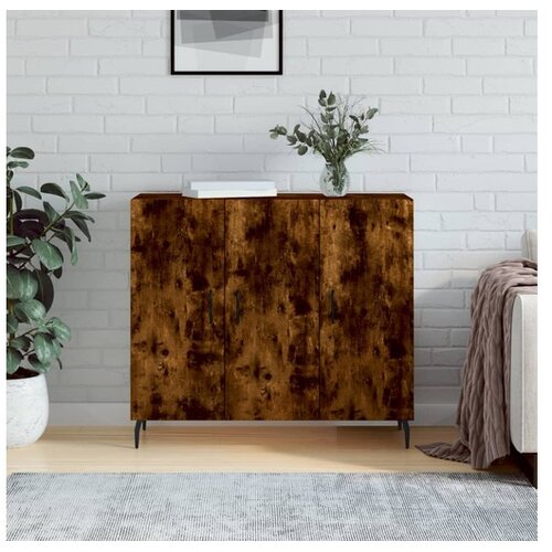 vidaXL Komoda boja dimljenog hrasta 90 x 34 x 80 cm konstruirano drvo Cijene