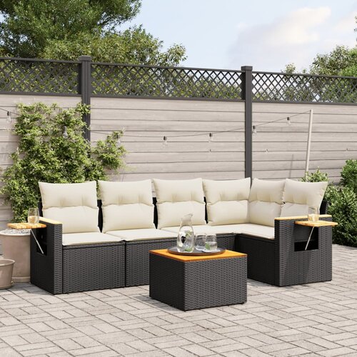  6-dijelni set vrtnih sofa s jastucima crni od poliratana Cijene