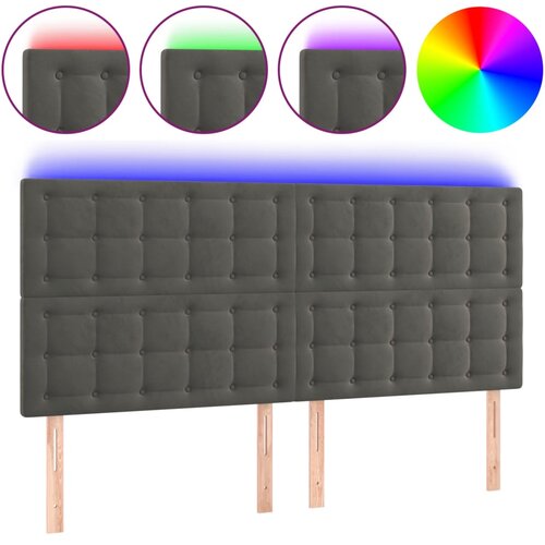 VidaXL LED posteljno vzglavje temno sivo 160x5x118/128 cm žamet, (20793723) Slike