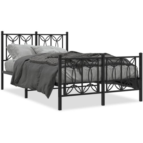 vidaXL Metalni okvir kreveta uzglavlje i podnožje crni 120x190 cm Cijene