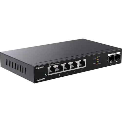 Tenda svič 2.5Gbps 5-port TEM2007X metal case/2x10G sfp+ Slike