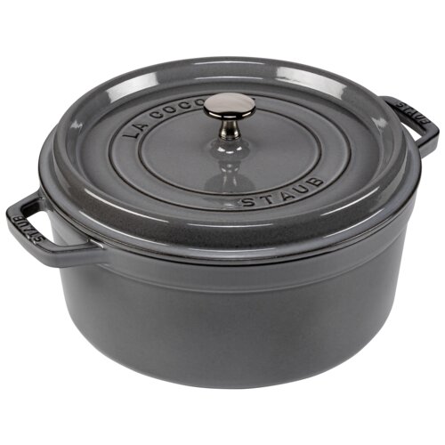 Staub Round Cocotte, 26cm cast iron, graphite grey Slike