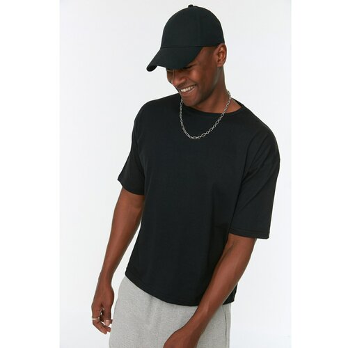 Trendyol Black Men's Boxy Fit Crew Neck Short Sleeve T-Shirt Slike