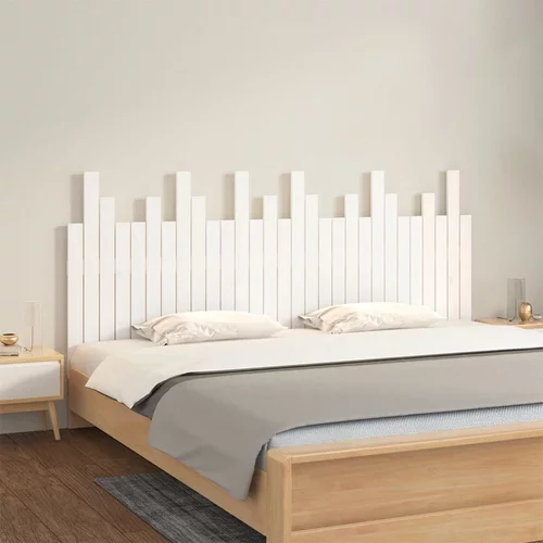 vidaXL Stensko posteljno vzglavje belo 185 x 3 x 80 cm trdna borovina