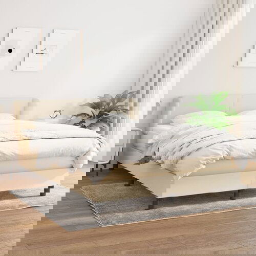  The Living Store Box spring postelja z vzmetnico krem 140x190 cm blago - Box Spring Postelja, (21512305) Cene