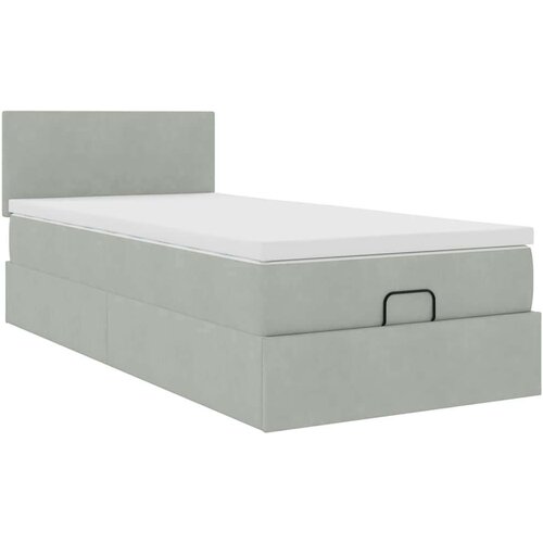 VidaXL Okvir kreveta s madraca svijetlosivi 90x190cm bar&amp;scaron;unasti Slike