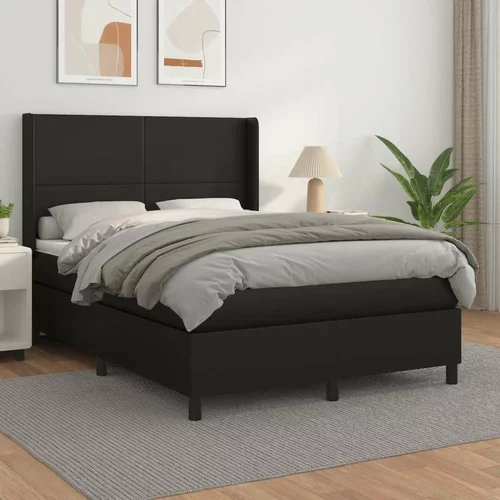  Box spring postelja z vzmetnico črn 140x190 cm umetno usnje, (20899166)