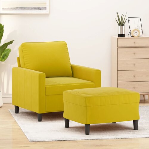 vidaXL Fotelja s tabureom žuta 60 cm baršunasta Cijene