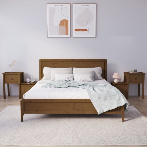 VidaXL Nočna omarica 2 kosa medeno rjava 79,5x38x65,5cm trdna borovina Slike