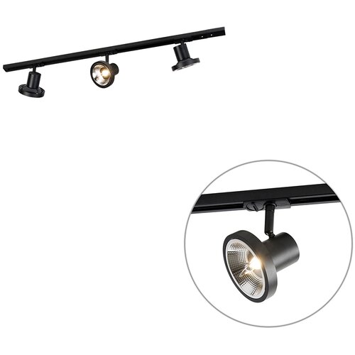 QAZQA Modern railsysteem met 3 spots zwart 1-fase 100 cm - Iconic Jeany Slike