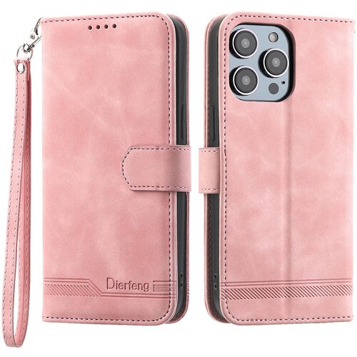 INORCO DIERFENG DF-03 ovitek za telefon z vtisnjenimi linijami za iPhone 14 Pro, PU usnjeni ovitek za stojalo za denarnico z magnetno zaponko, (22035244) Cene