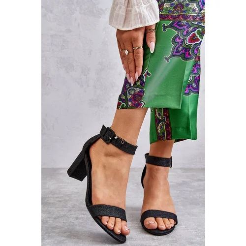 PS1 Glossy Heel Sandals Black Maxim