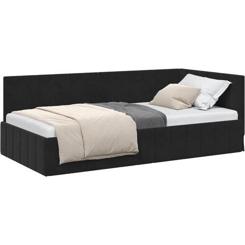  Kutni okvir kreveta s uzglavljem Crna 90 cm x 200 cm Bar&amp;scaron;un Slike