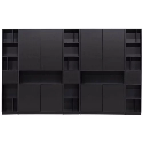 WOOOD Črna modularna knjižna polica iz masivnega bora 340x210 cm Finca –