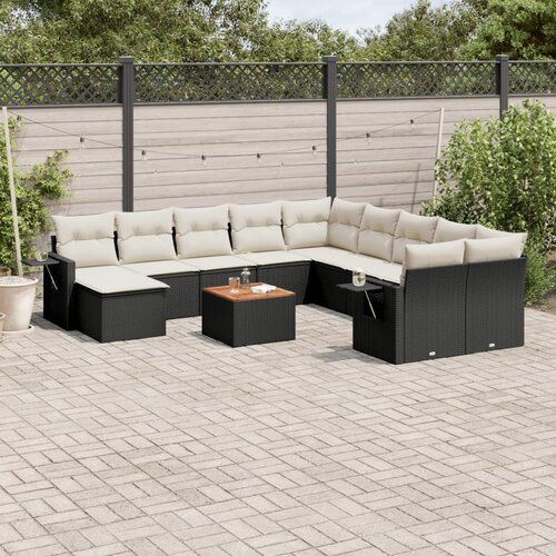 vidaXL 12-dijelni set vrtnih sofa od poliratana s jastucima crni Cijene