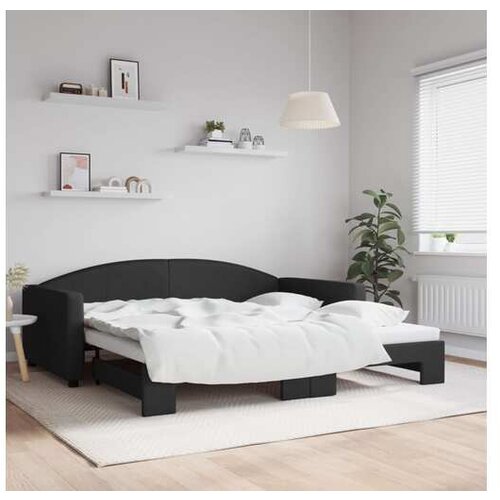 VidaXL Izvlečna dnevna postelja črna 100x200 cm blago Slike