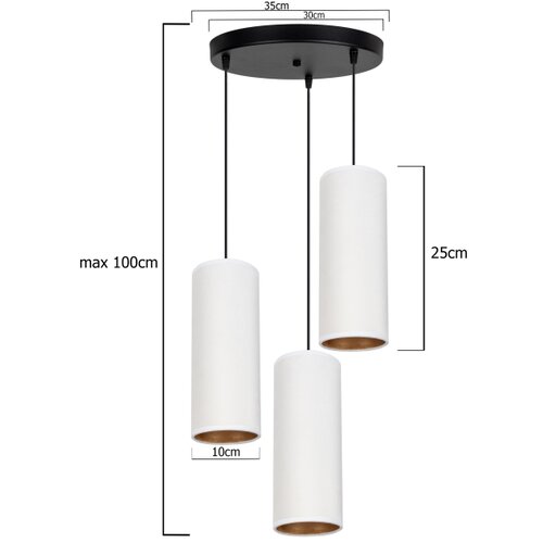  Visilica na sajli AVALO 3xE27/60W/230V &amp;Oslash; 35 cm bela/bakarna Slike