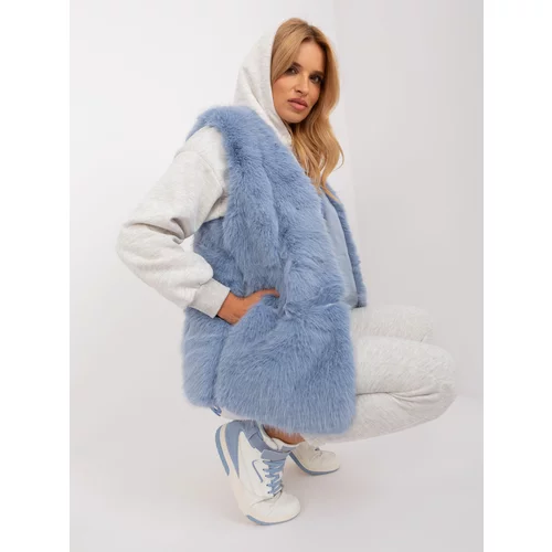 Fashion Hunters Blue fur vest with fasteners