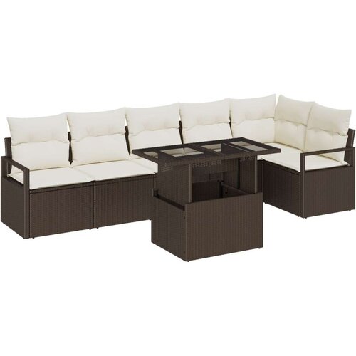  7-dijelni vrtni kauč set s jastučićima smeđi poli ratan  2-sjedni vrtni kauč s pohranom i jastučićima smeđi poli ratan Cijene