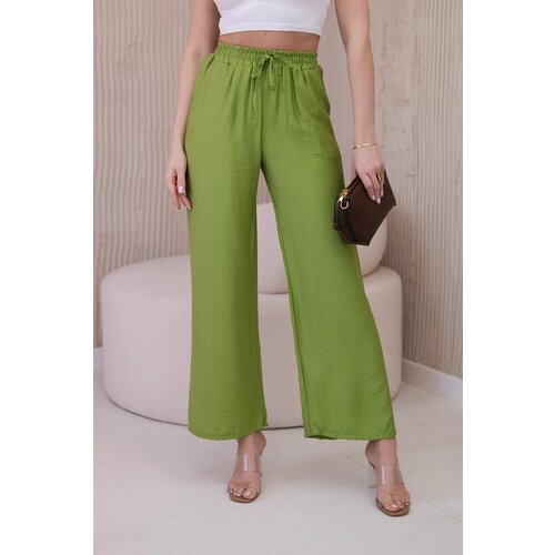 Kesi Wide viscose trousers olive Slike
