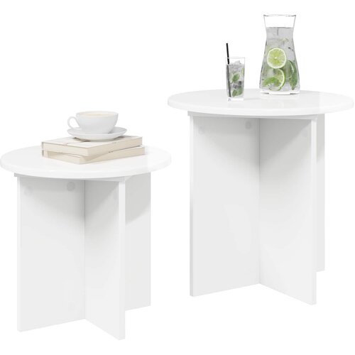  Set pomoćnih stolića s pohranom 2 pcs Bijela visokog sjaja Slike