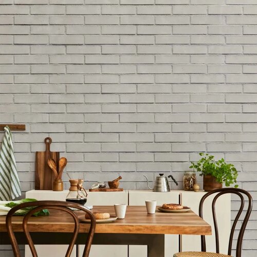  Foto tapeta - Snow Brick - Pattern Imitating a Brick Wall in White 250x175 Standard Slike