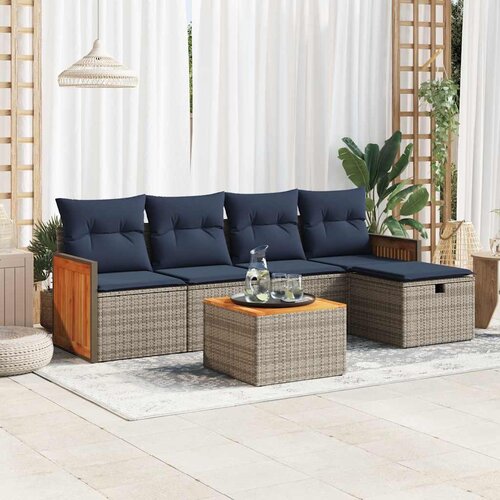 vidaXL 6-dijelni set vrtnih sofa od poliratana s jastucima sivi Cijene