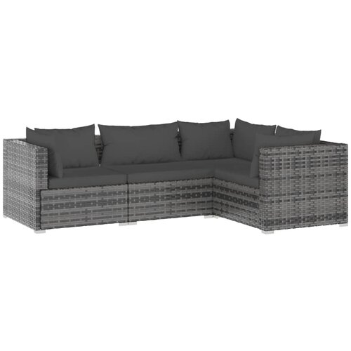 Maison Chic Seti vrtnega pohi&amp;scaron;tva - Vrtna garnitura - Vrtni pohi&amp;scaron;tvo set 4-delna z blazinami poli ratan siva, (21816864) Slike